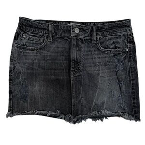 Y2K Vintage Guess Black Distressed Denim Mini Skirt